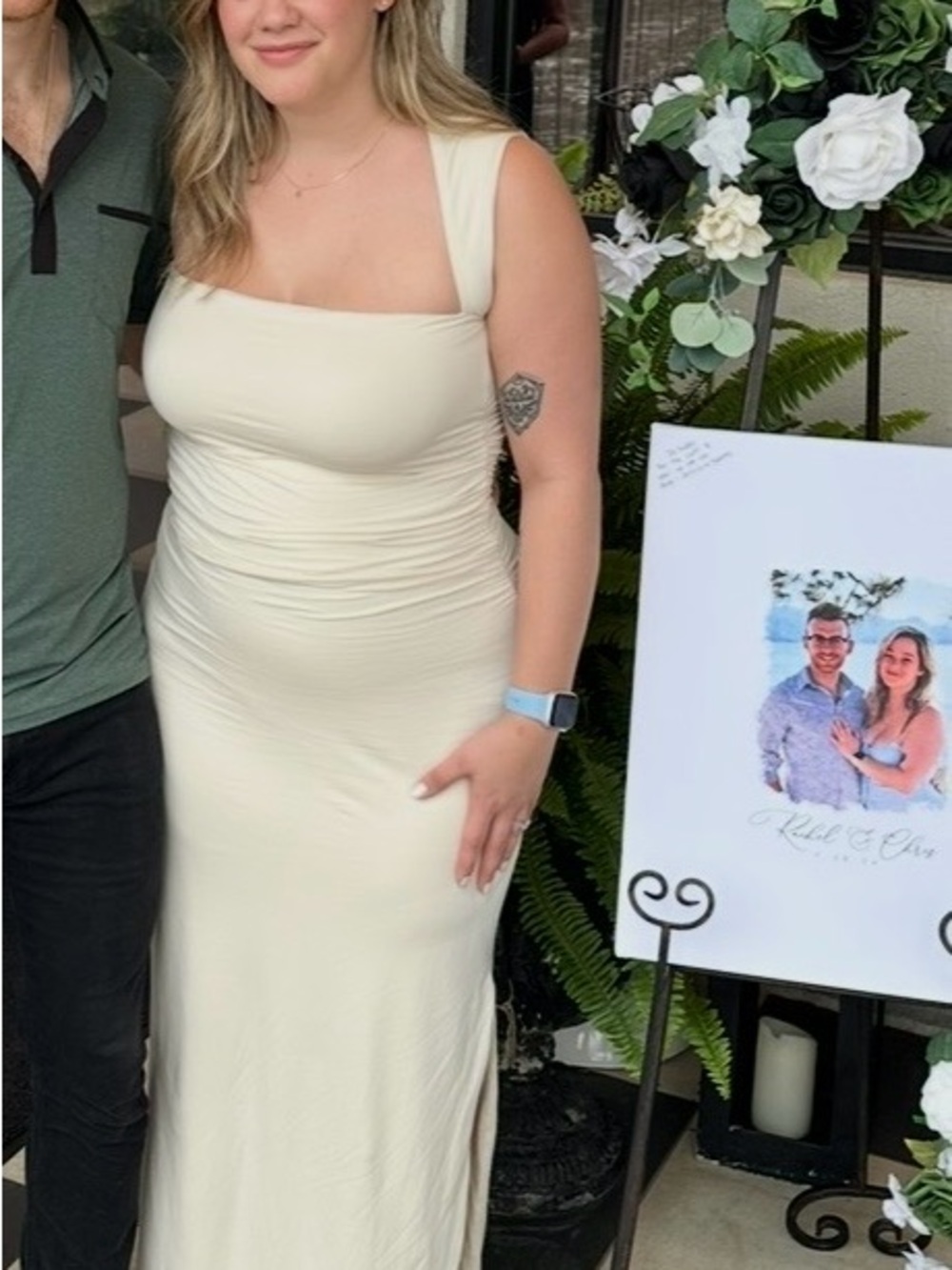 Abercrombie & Fitch Cream Square-Neck Maxi Dress